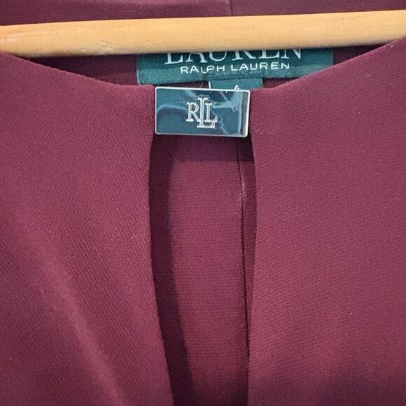 Lauren Ralph Lauren Burgundy Ruched Sheath Dress Size 4 - Picture 2 of 10